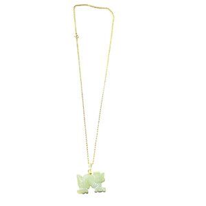 Carved Jade Dragon Pendant Necklace On 14K Gold Chain Unique Elegant  Jewelry